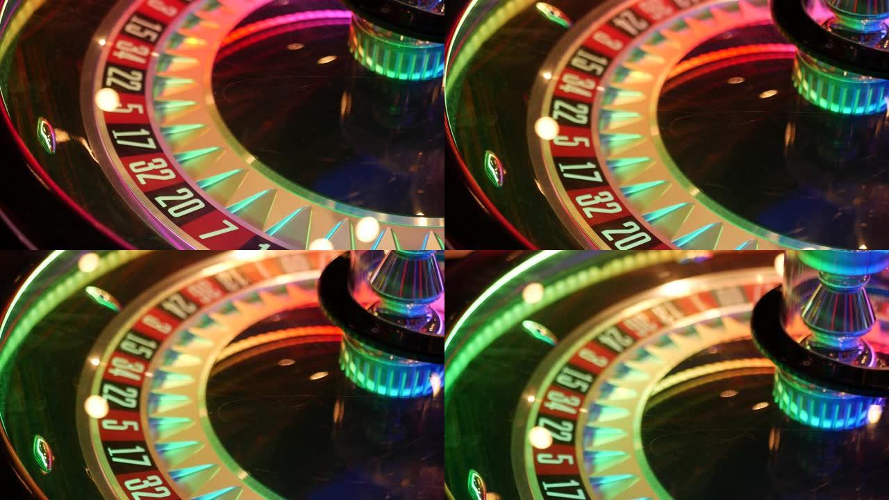 法国风格的轮盘赌桌在拉斯维加斯，美国。有黑色和红色扇区的纺车，风险游戏的机会。随机算法的危险娱乐，赌