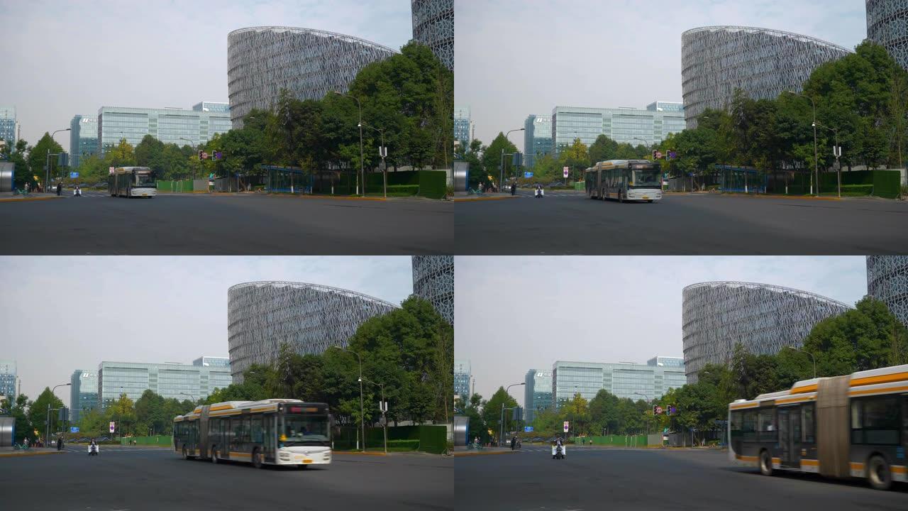 成都市中心现代综合交通街全景4k中国