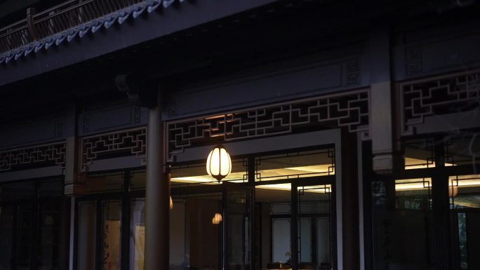 夜晚传统中式建筑夜景