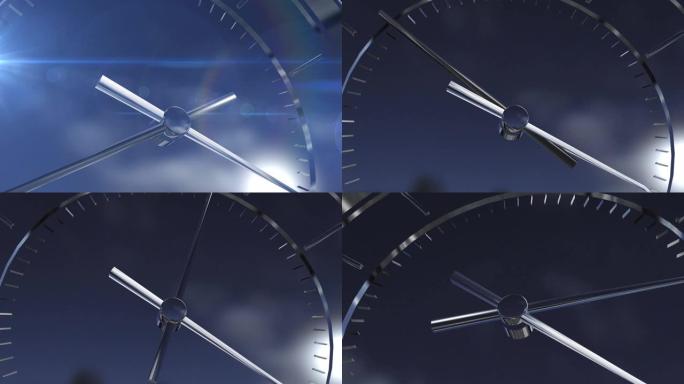 美丽的3D动画时钟，带箭头和明亮的背光