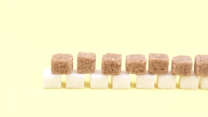 白糖和红糖的立方体墙。