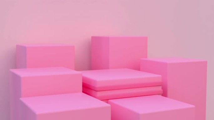 粉色方形抽象运动3d渲染