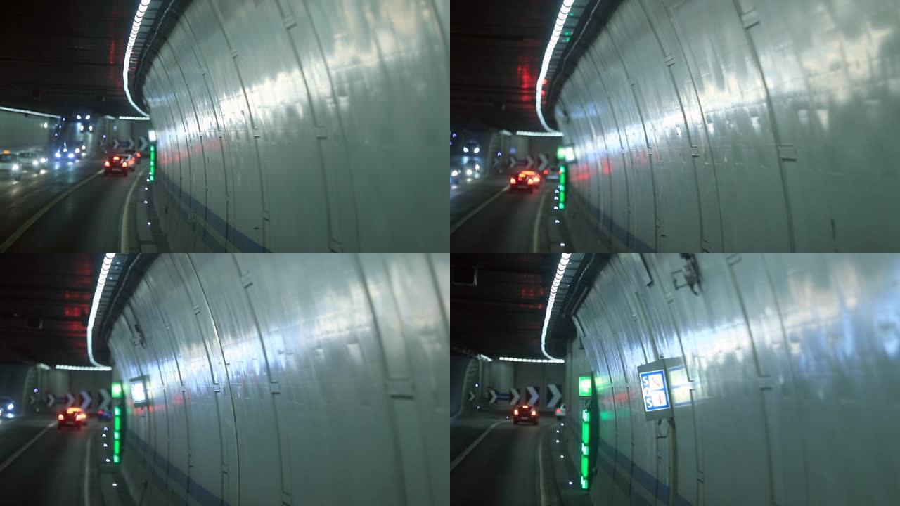 在隧道内行驶，要右转。箭头指向右边