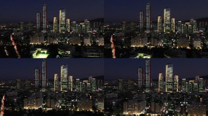 夜间被无人机射击的城市