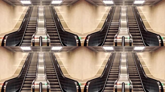 机场带楼梯的现代自动扶梯