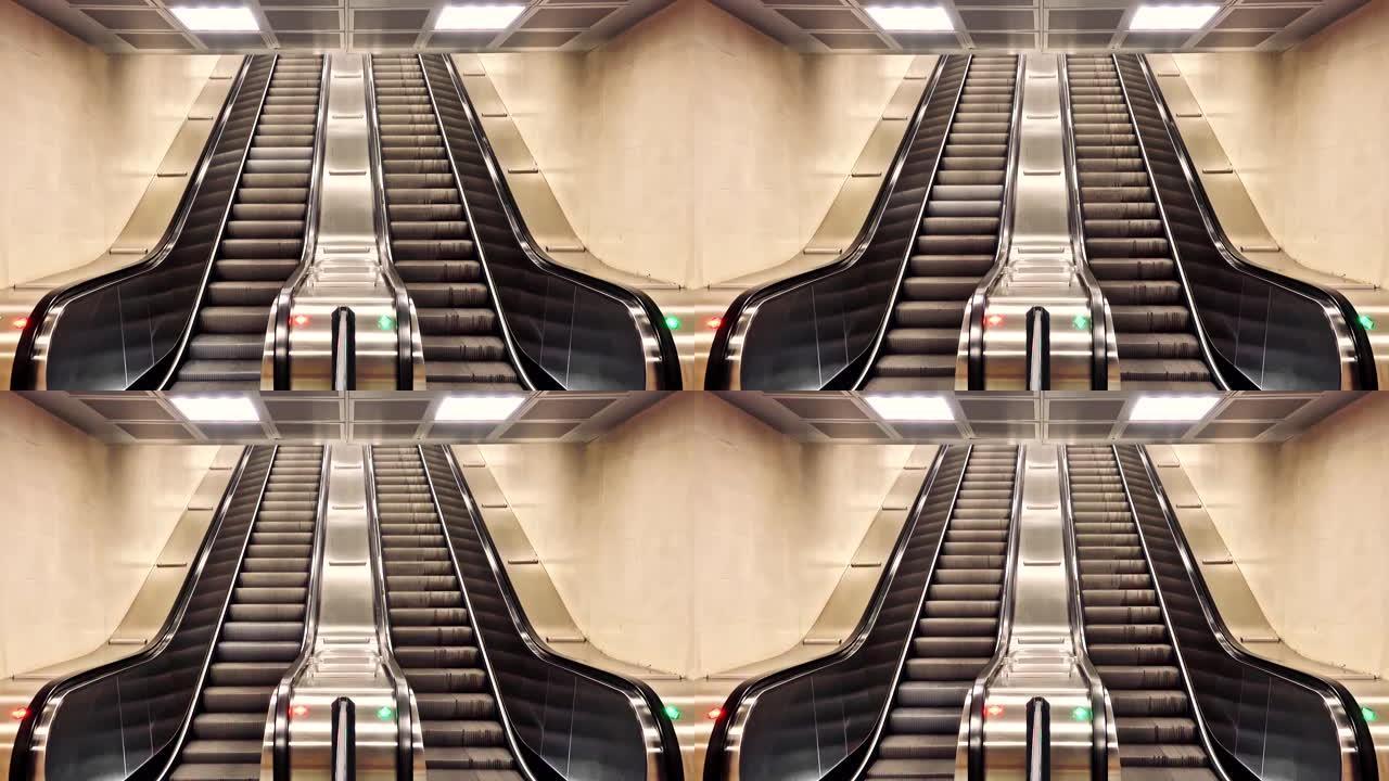机场带楼梯的现代自动扶梯