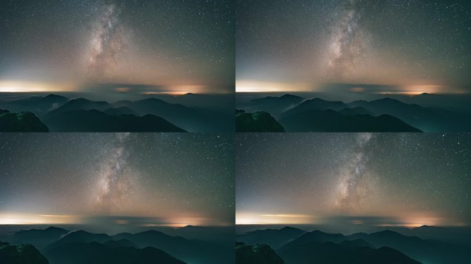 银河星空与山川延时摄影