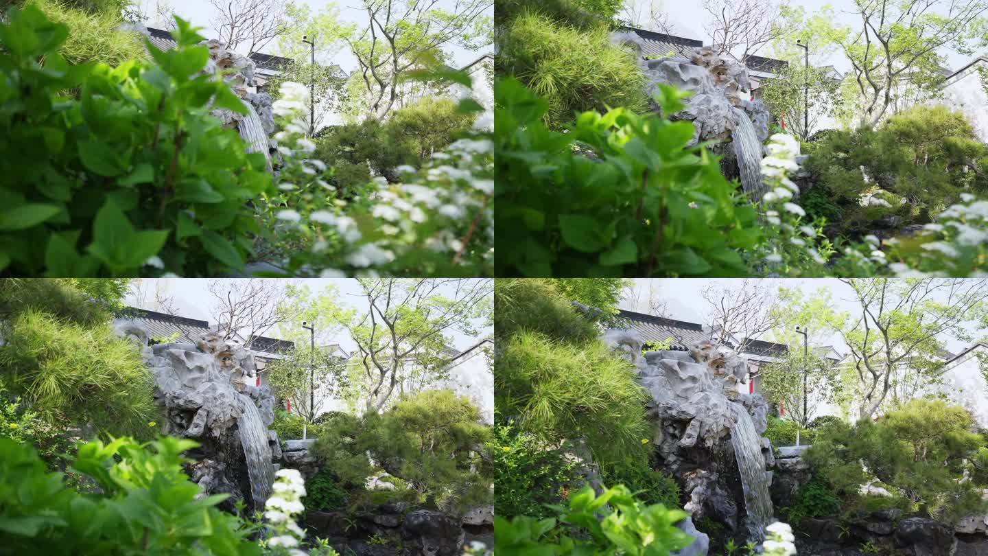 中式园林花园瀑布流水景观