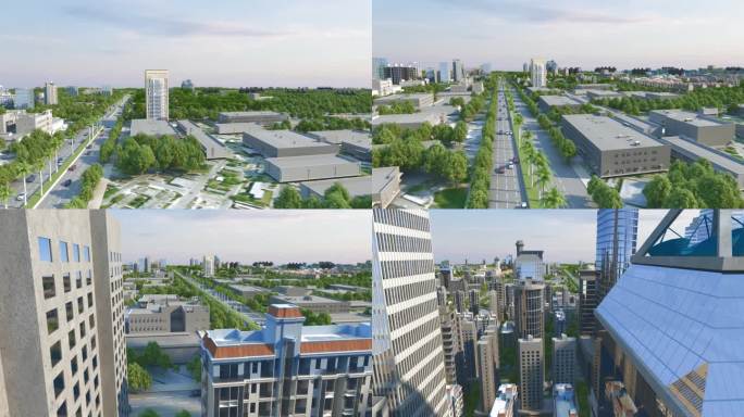 三维建筑生长动画-城市扩张