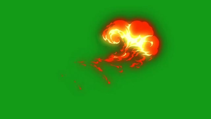火流绿屏运动图形火花火焰喷火