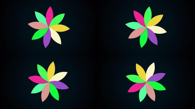 计算机从花瓣的五彩花朵生成现代背景。五颜六色的图案。3D渲染