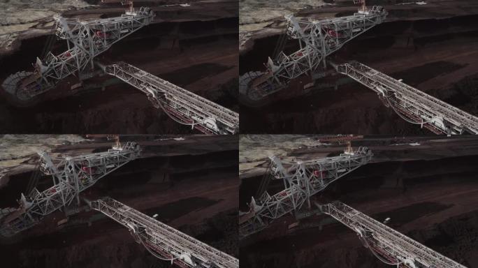 开采煤斗轮挖掘机空中无人机远射露天矿的重型采矿机
