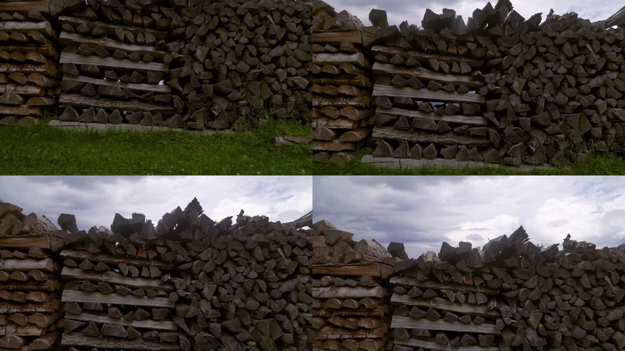 堆积式原木木头堆放视频素材