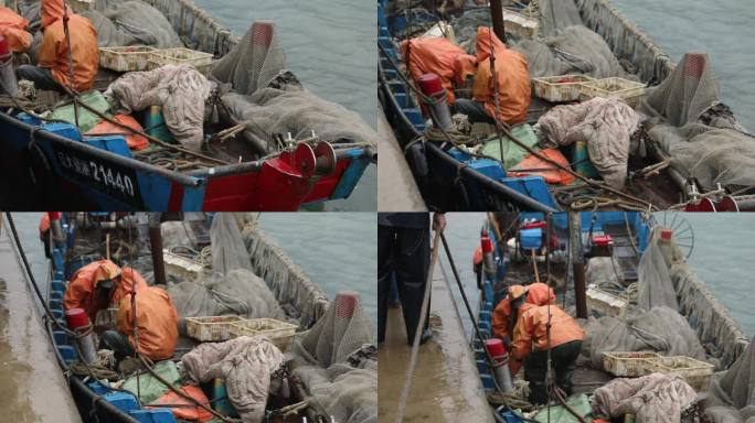 h雨季渔民靠岸卸货
