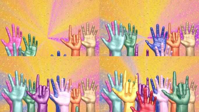 举起双手作为自由的象征。3D渲染
