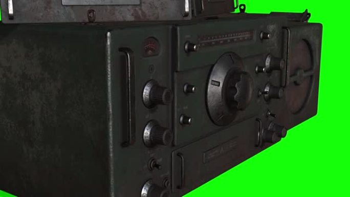 绿色屏幕上老式旧收音机的动画