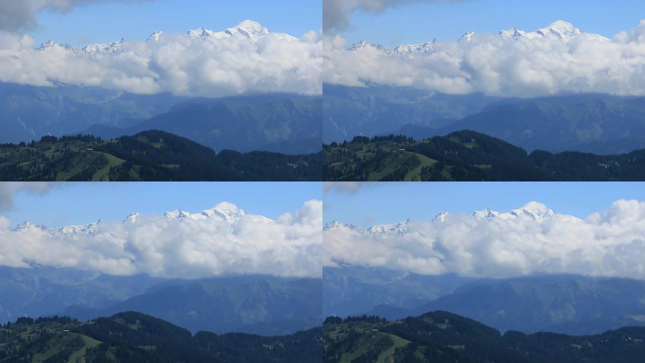 法国阿尔卑斯山最高点的全景。