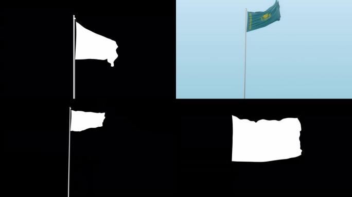 带有Alpha的哈萨克斯坦国旗和带有不同运动角度的背景
