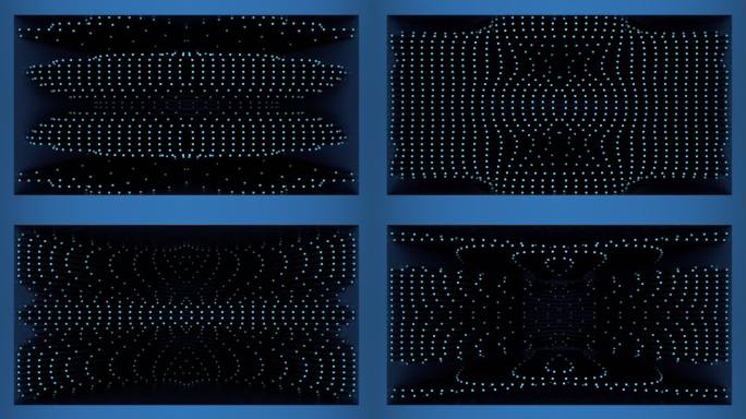 【裸眼3D】蓝色高端律动方点矩阵波点空间