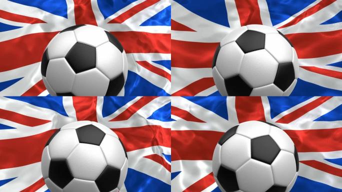 足球对抗英国国旗的3D动画