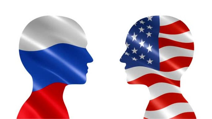 俄罗斯人和美国人聊天的剪影
