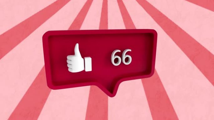 数字在旋转的红色条纹上无缝循环移动的语音气泡动画