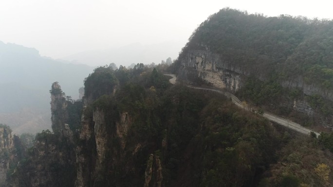 空镜张家界天子山风景山顶航拍