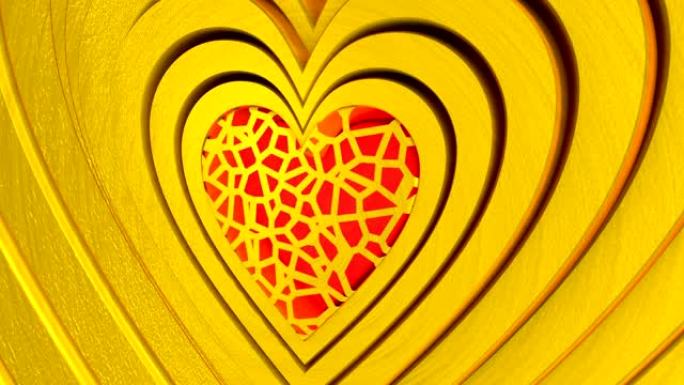 抽象心脏符号的3D动画。循环