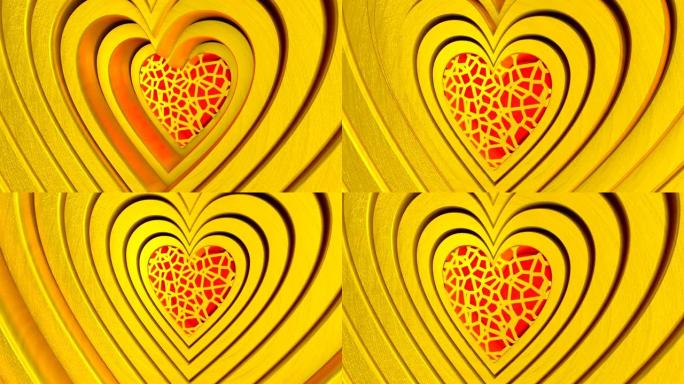 抽象心脏符号的3D动画。循环