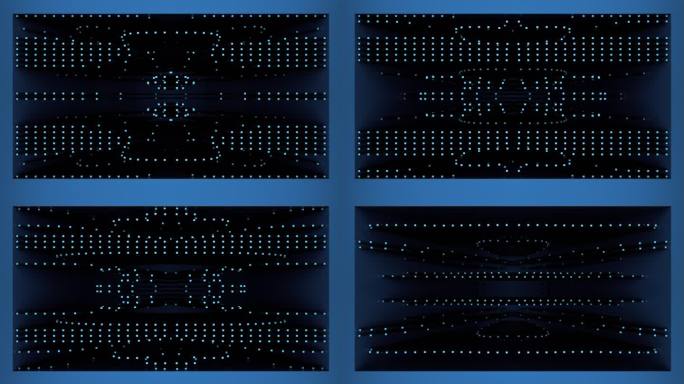 【裸眼3D】蓝色高端律动方点矩阵变化空间