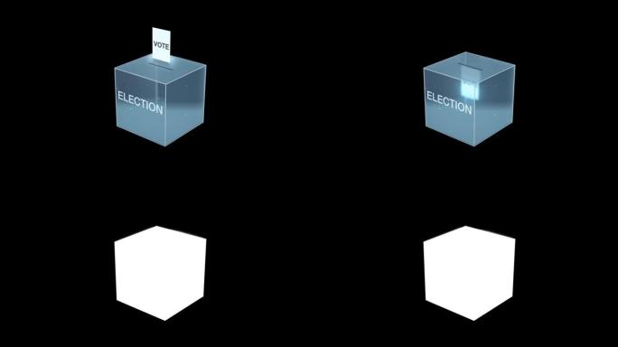 选票进入投票箱民主概念。带有选举文本Alpha频道 (可循环)