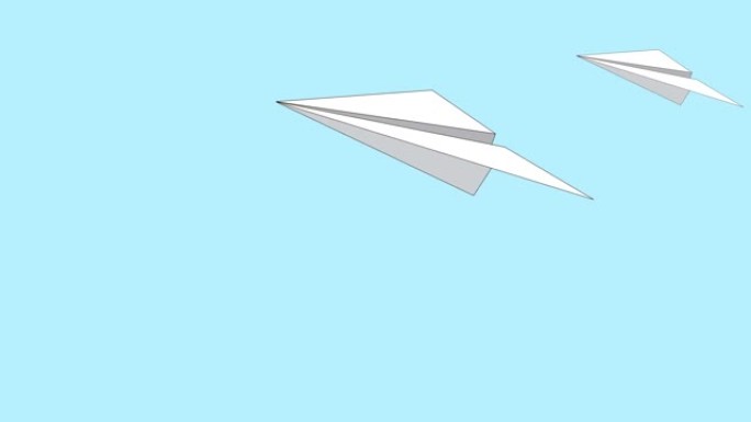 飞行纸飞机。发射纸飞机。平面设计。视频插图。