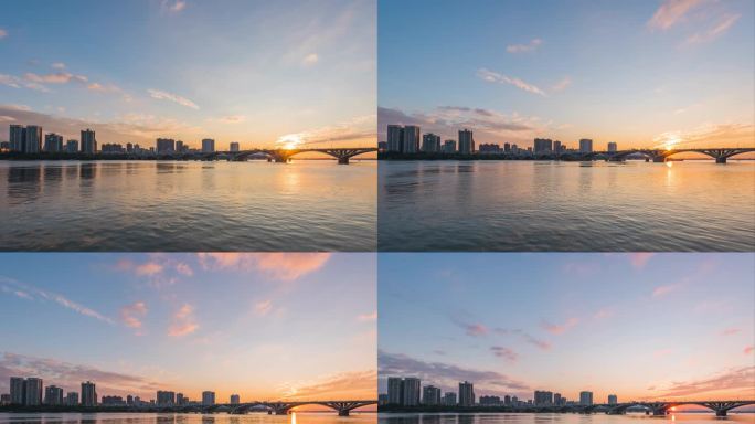 北江河边日落