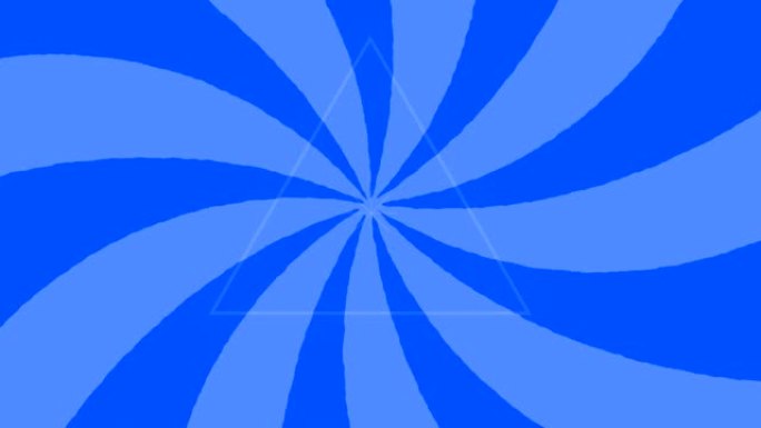 旋转蓝色条纹无缝循环上的白色三角形轮廓动画