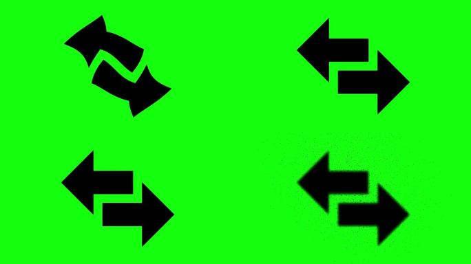 8个动画箭头左右图标绿色屏幕双面信号色度键
