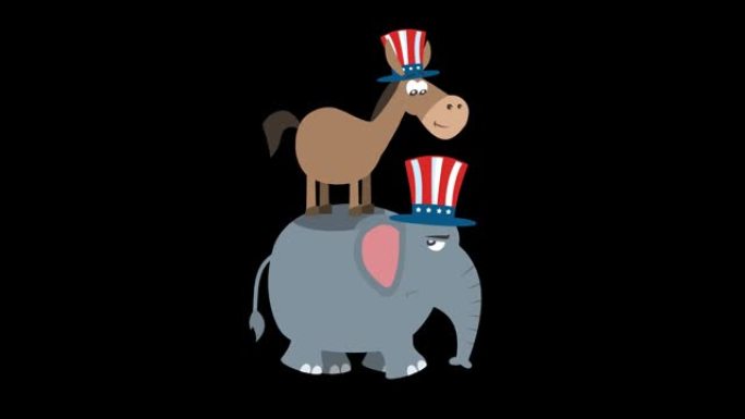胜利者驴民主党人在大象的背上共和党人