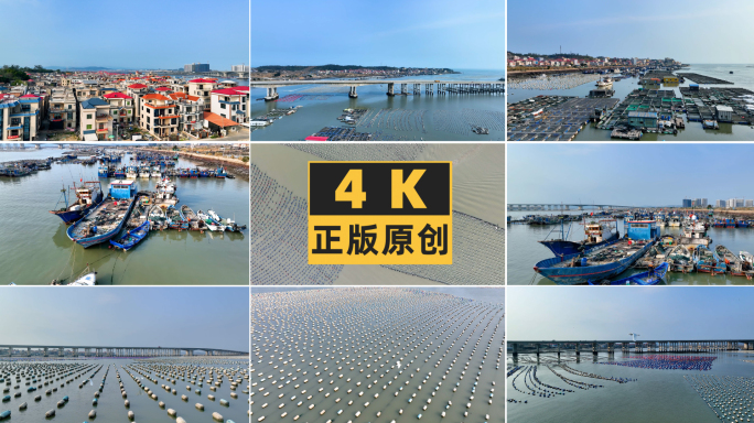 漳州整美村海边码头养殖地4K航拍