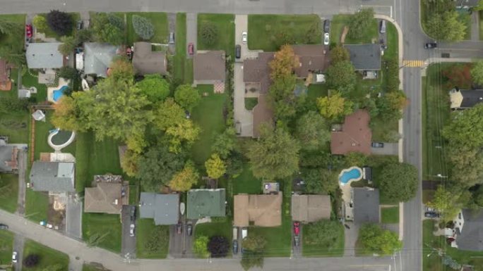 典型的美国城市居民区的直头无人机拍摄