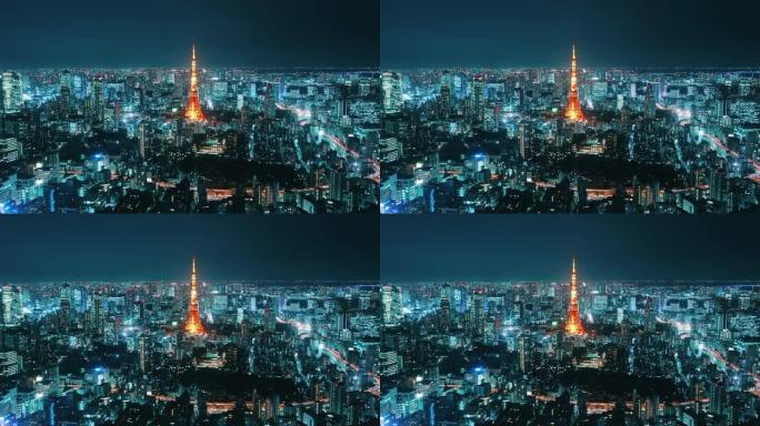 美丽夜景中的东京铁塔