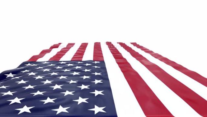 美国国旗的高分辨率。透视美国国家织物流地毯孤立在白色背景。3 d渲染。4 k