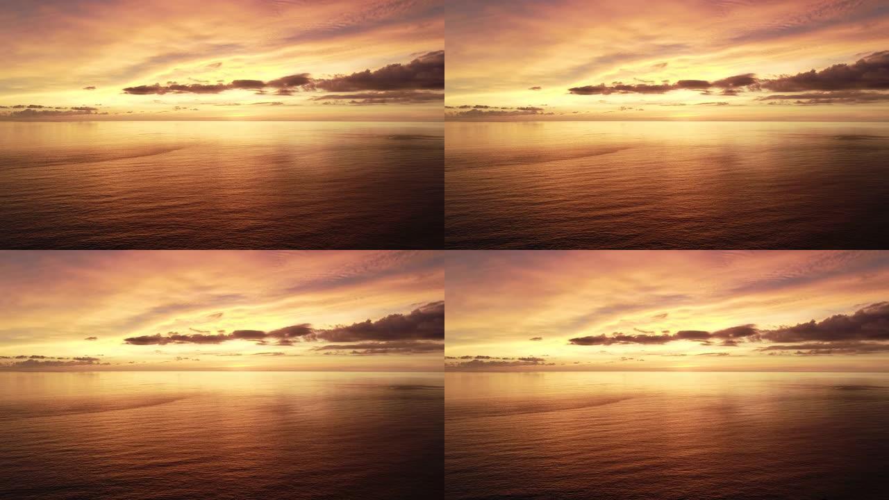 鸟瞰图无人机飞越泰国普吉岛美丽海面美丽的日落或日出光自然无人机镜头4K