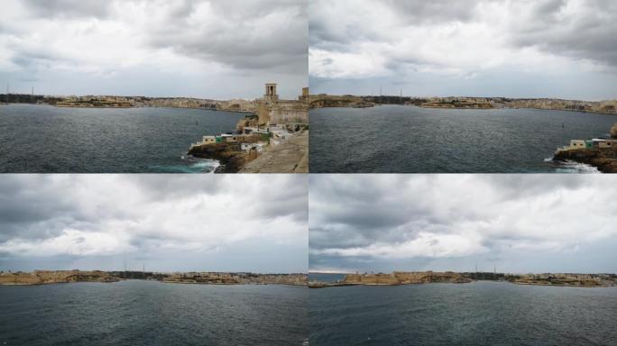 马耳他海岸、灯塔和通往瓦尔莱塔港的航运方式