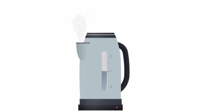 电热水壶。沸水的动画。卡通