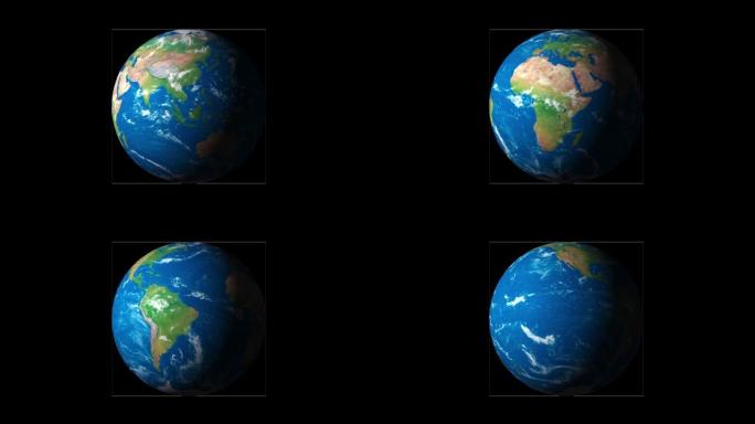 地球转以阿尔法通道透明背景空间CG动画