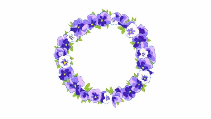 动画。紫色花朵的小插图
