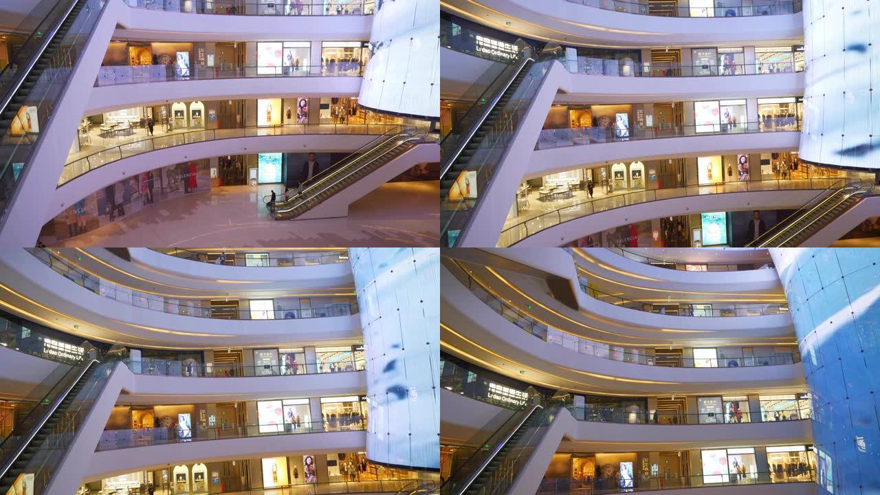 成都市中心著名商场正厅全景4k中国