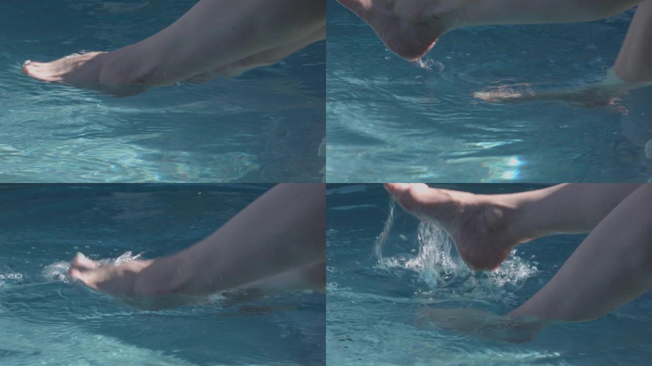 裸露的女性脚在水中