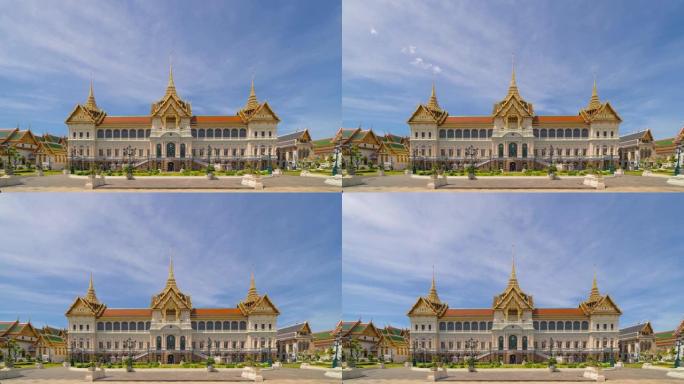 翡翠佛寺金塔的时间流逝或城市老城区的Phra Kaew和大皇宫。泰国曼谷。佛教寺庙，泰国建筑。旅游景