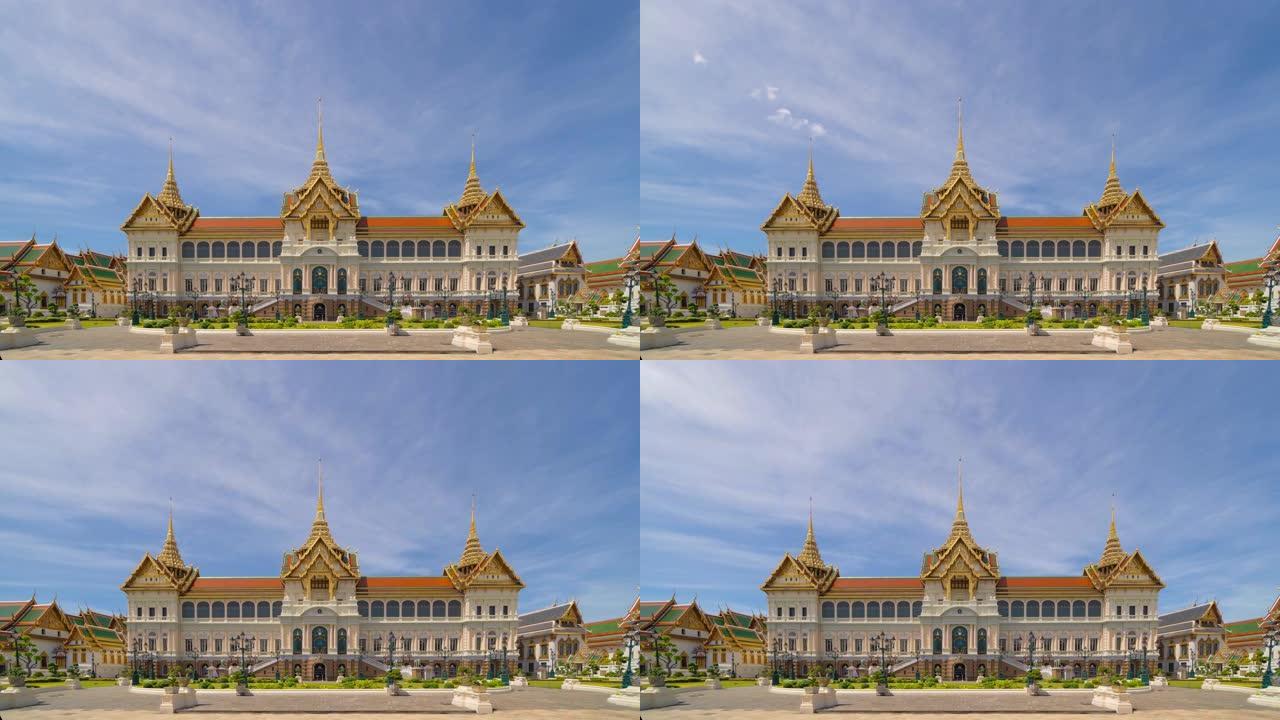 翡翠佛寺金塔的时间流逝或城市老城区的Phra Kaew和大皇宫。泰国曼谷。佛教寺庙，泰国建筑。旅游景