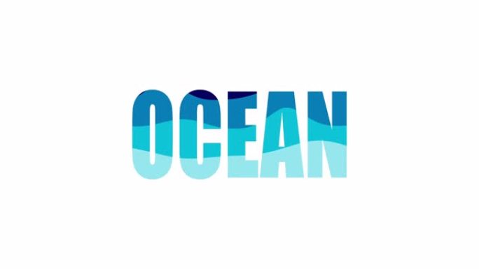 海洋动力排版。4k循环分辨率动画。海洋排版社交媒体问候。